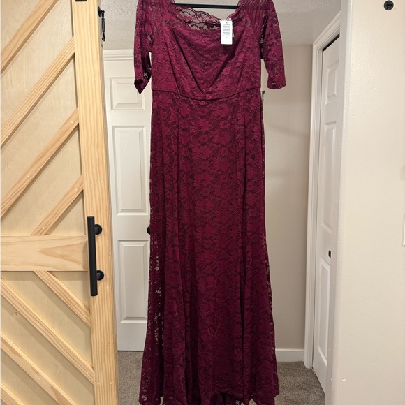 Torrid Burgundy Off Shoulder Lace Maxi Dress - Picture 1 of 7